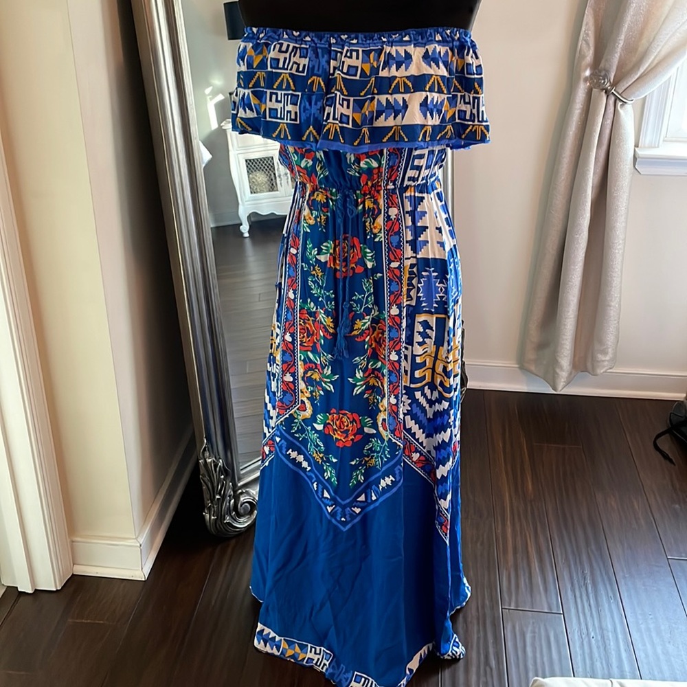 Bright and colorful floor length dress